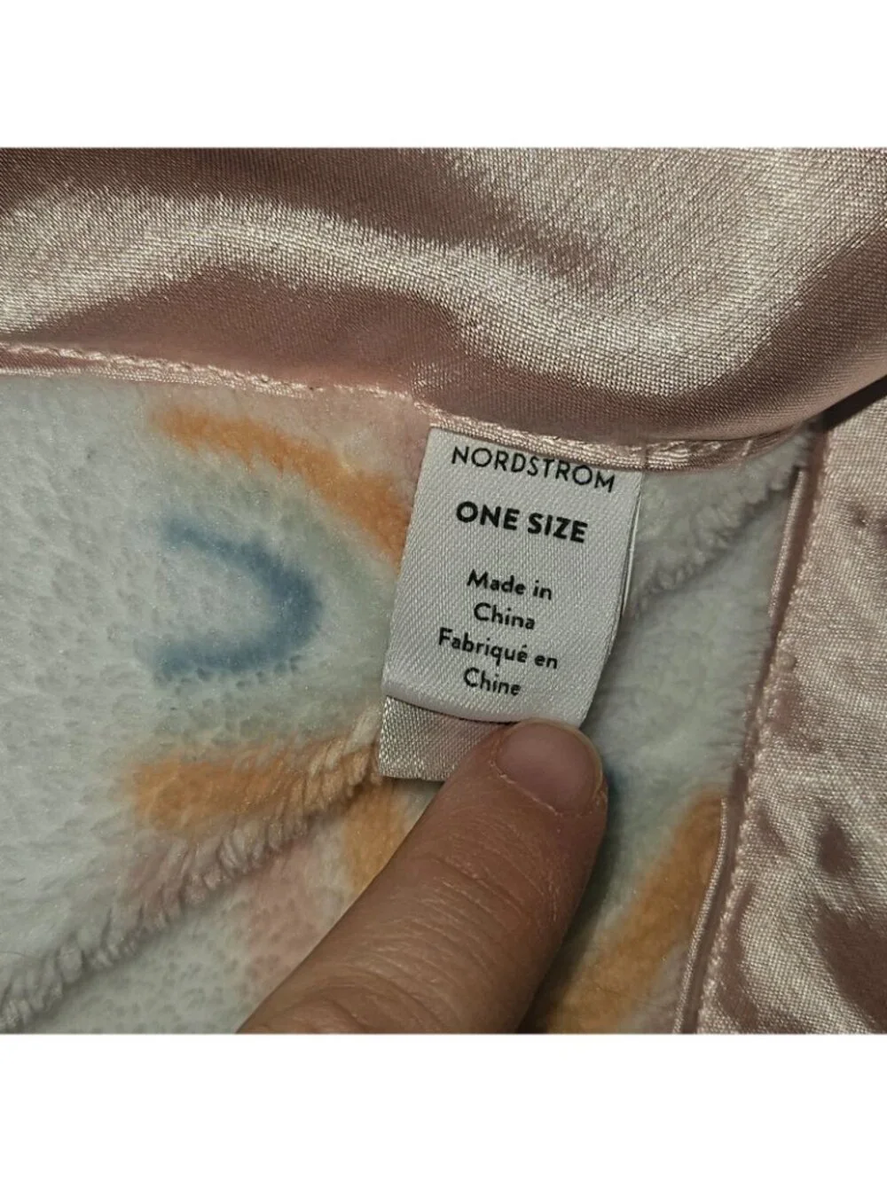 Nordstrom Rainbow Baby Blanket White Fleece Pink Satin Trim Peach Blue 28x39